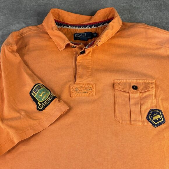 Polo Ralph Lauren Other - VTG Polo Ralph Lauren Shirt Mens 3XB Orange Rugby Crest Embroidered Pocket S/S